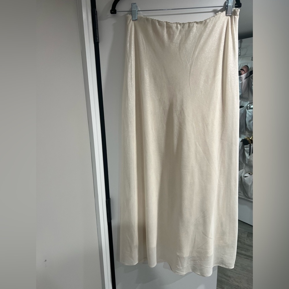 Reformation shimmery white slip skirt